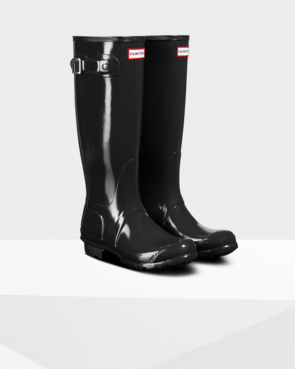 Womens Tall Rain Boots - Hunter Original Gloss (72GEZRYNF) - Black
